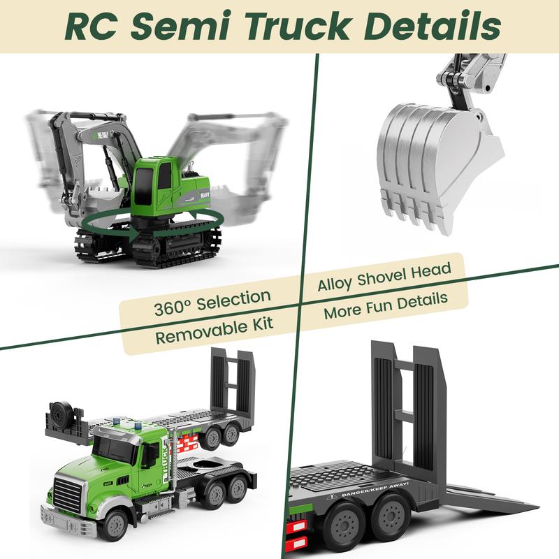 Toyzo™ RC Semi Truck & Excavator Toy Set