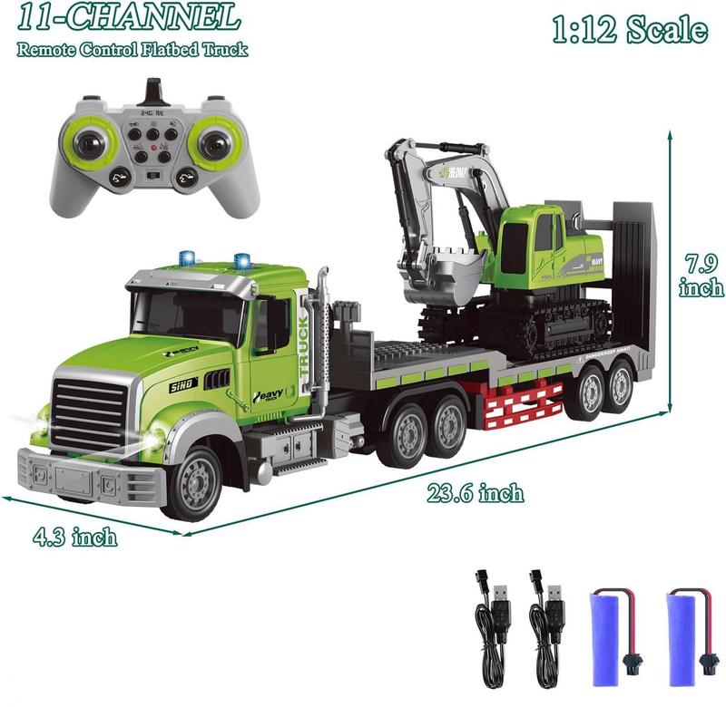 Toyzo™ RC Semi Truck & Excavator Toy Set